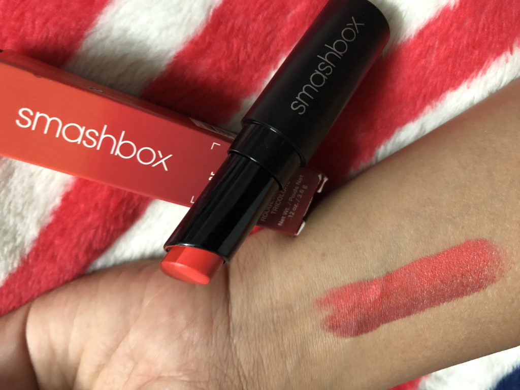 Red ombre swatch of smashbox lipstick