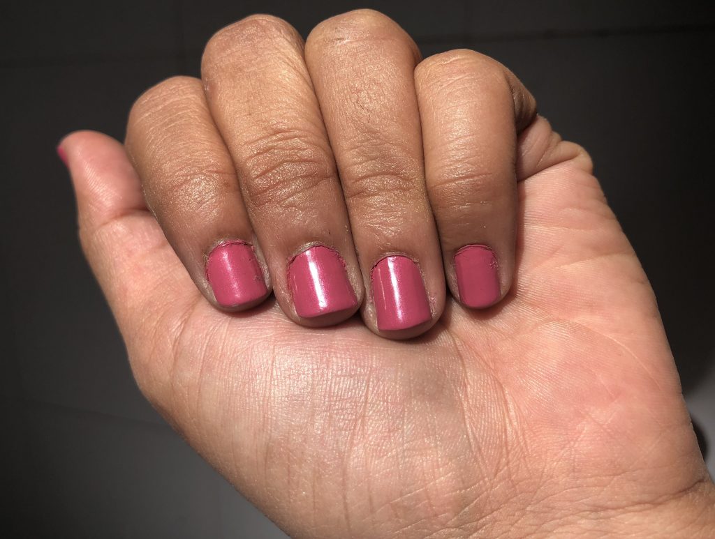 Essence nail polish swatch in sunlight